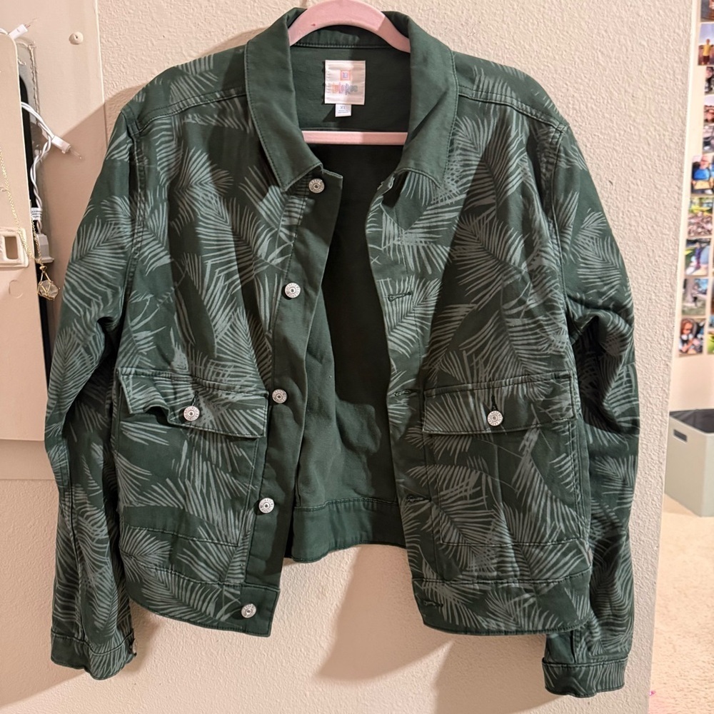 LuLaRoe Dark Green Palm Leaf Jacket